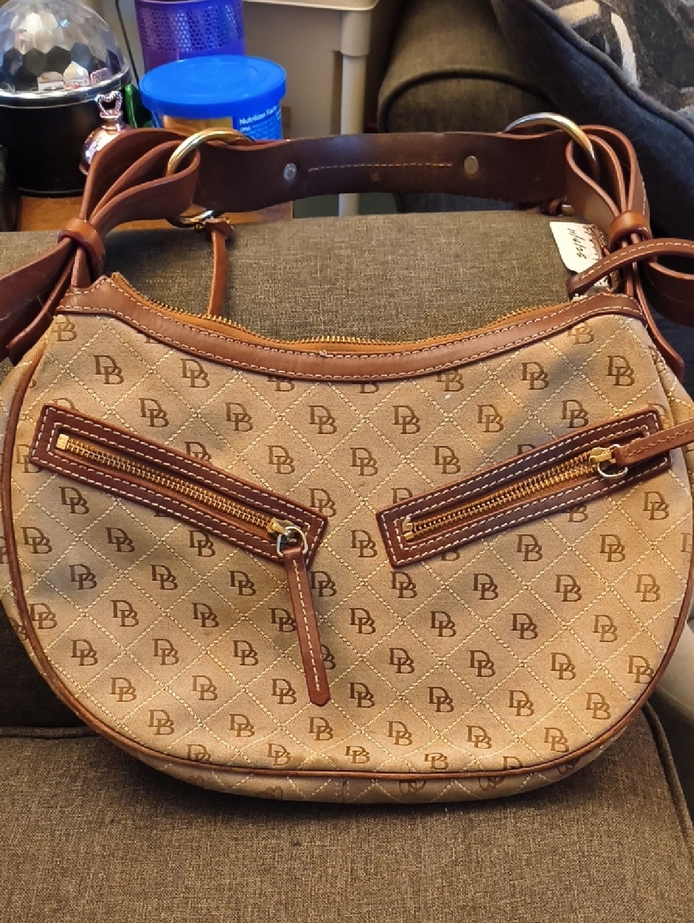 Dooney & Bourke Brown Tan Signature Hobo Shoulder Bag